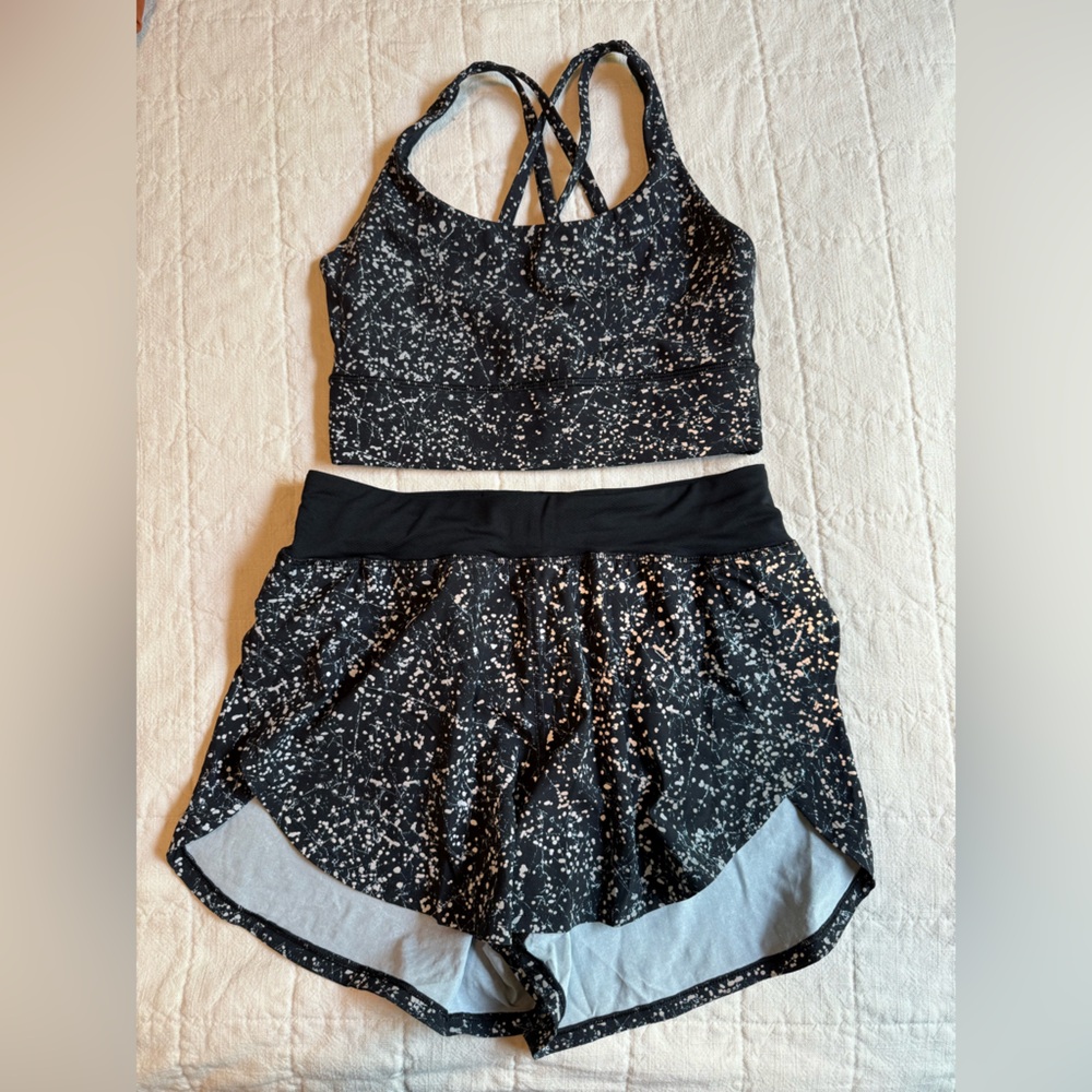 Lululemon Crinkle Dust Reflective Alpine White Multi / Black Set